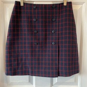 1901 A-Line Mini Skirt Size 2 Blue Tattersall Plaid Tweed Clueless Preppy
